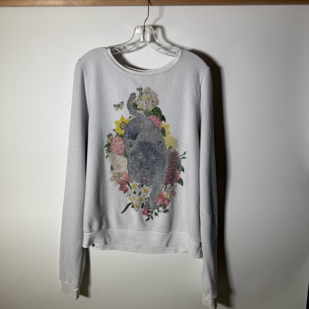 Vintage Wildfox Floral Cat Graphic Sweatshirt